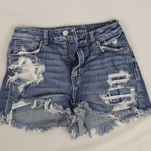 American Eagle Outfitters Blue Distressed Jean Shorts Size 2
